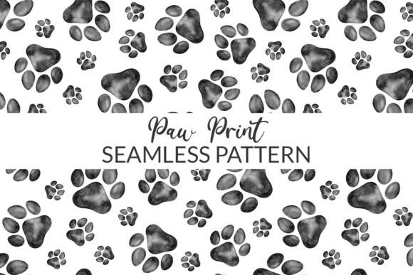 Download Black Paw Print Seamless Pattern Paper - Premium Resources