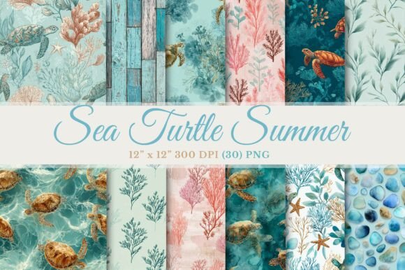 Download Sea Turtle Summer Seamless Pattern - Pattern Collection