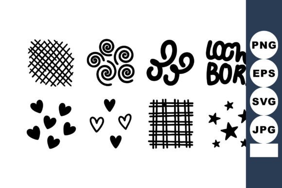 Download Set of Simple Black Doodle Patterns and - Pattern Collection