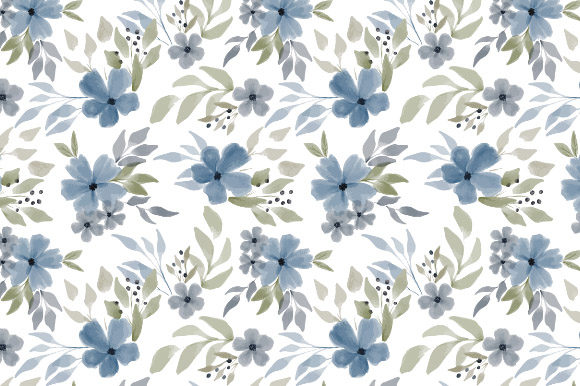 Download Watercolor Blue Winter Flower Pattern - Pattern Collection