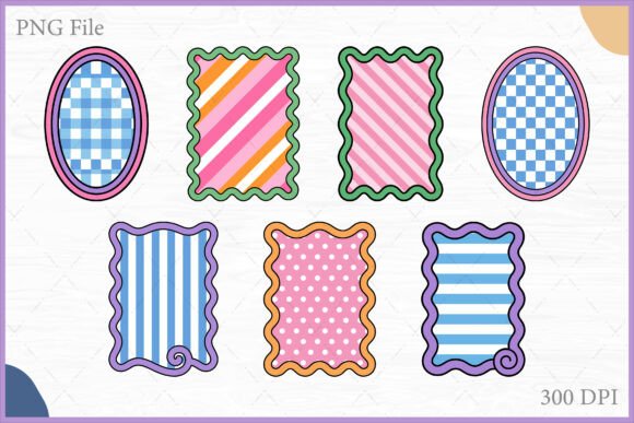 Download Retro Wavy Pattern Frame Clipart PNG Set - Pattern Collection