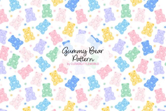 Download Cute Gummy Bear Candy Seamless Pattern - Premium Resources